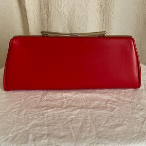 Vintage Red Faux Leather Clutch
